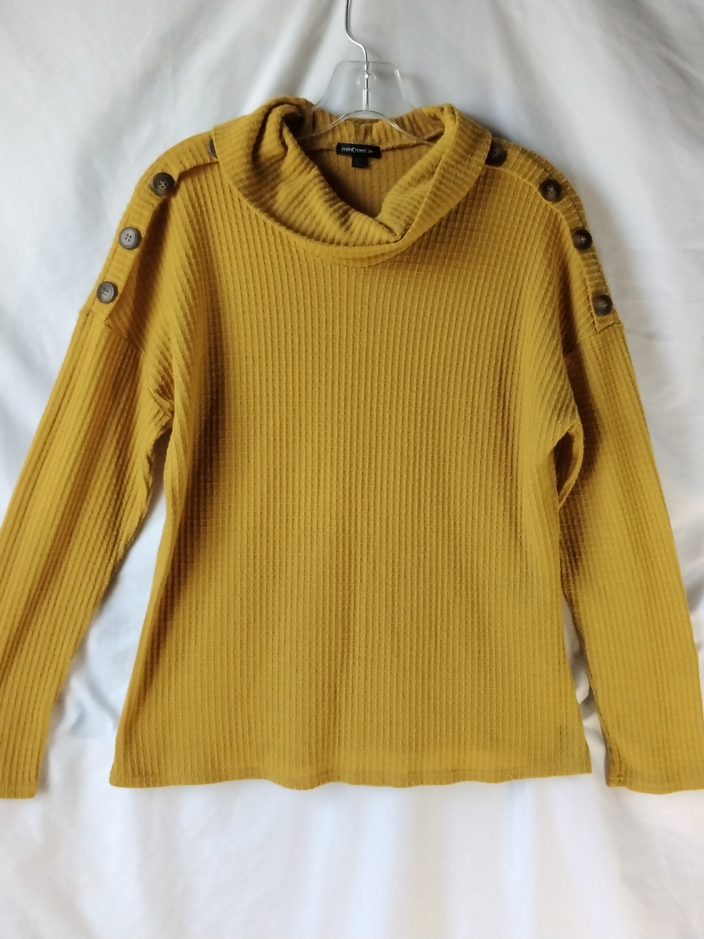 A New Day Mustard Button-Trim Ribbed Pullover Sweater